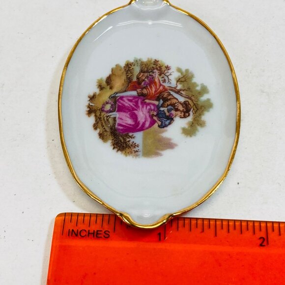 Limoges Castel France Porcelaine Miniature Tray Lovers Gold Trim Vintage as is - Picture 10 of 11